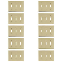 10-Pack Hubbell Ivory Unbreakable 3-Gang Switch Covers Wallplate Switchplate P3I
