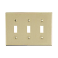 Hubbell Ivory Unbreakable 3-Gang Toggle Switch Cover Wallplate Switchplate P3I