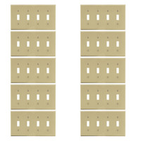 10-Pack Hubbell Ivory Unbreakable 4-Gang Switch Covers Wallplate Switchplate P4I