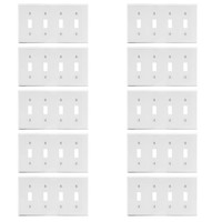 10-Pack Hubbell White Unbreakable 4-Gang Switch Covers Wallplate Switchplate P4W