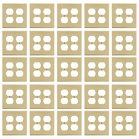 25pk Hubbell Ivory 2G Receptacle Wallplate Unbreakable Duplex Outlet Covers P82I