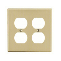 Hubbell Ivory 2-Gang Receptacle Wallplate Unbreakable Duplex Outlet Cover P82I