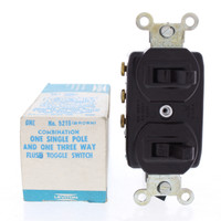 Leviton 5215 Brown Combination Single Pole 3-Way Flush Toggle Switch 10A 125V