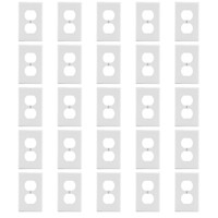 25pk Hubbell White 1G Unbreakable Receptacle Wallplate Duplex Outlet Covers P8W