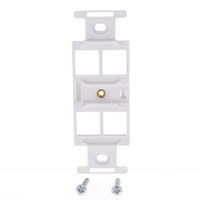 Leviton 41087-4W White Snap-In 4-Port Duplex Style 106 Insert Wallplate Cover