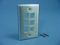 Leviton 6-Port Stainless Steel Quickport Wallplate 43080-1S6