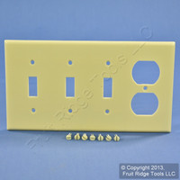 Leviton Ivory 4-Gang 3-Switch 1-Duplex Receptacle Outlet Cover Plate Wallplate Switchplate P38-I