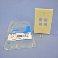 Leviton Ivory Large Midway Size Quickport 4-Port Flush Mount Wallplate Cover 41091-4IN