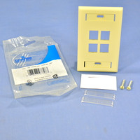 Leviton Ivory Quickport 4-Port Data Wallplate ID Window 42080-4IS