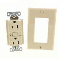 Eaton Ivory GFCI Self-Test Straight Blade Duplex Receptacle Outlet Commercial Grade NEMA 5-15R 15A 125V SGF15V