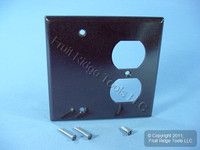 Leviton Brown 2-Gang Combination Duplex Outlet Receptacle Cover Blank Wall Plate Box Mount 85008