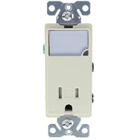 Cooper Almond Tamper Resistant Dimmable Nightlight Receptacle Combo Single Pole B&S NEMA 5-15R 15A 125V TR7735A-K