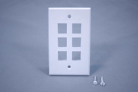 New Leviton White 1-Gang Flush Mount Quickport 6-Port Wallplate Cover 40806-BW