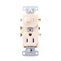 Hubbell Toggle Switch 3-Way 15A 120V, Receptacle 15A 125V Ivory