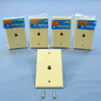 5 New Leviton Ivory 4-Wire Phone Jack Wallplates RJ11 Modular Telephone C0249-I