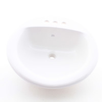 Manfield White Round Vanity Bathroom Sink Drop-In Bowl Overflow MS1390 No Faucet