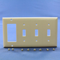 Pass and Seymour Light Almond 4-Gang Toggle Switch Decorator GFCI GFI Wallplate Switchplate Cover SP326-LA
