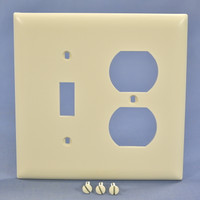 Pass and Seymour TP18-LA Light Almond 2-Gang Unbreakable Toggle Switch Outlet Cover Wallplate