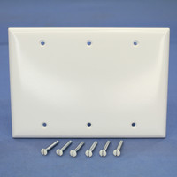 Pass and Seymour SP33-W White Standard Size 3-Gang Blank Thermoset Wallplate Plastic Cover Box Mount
