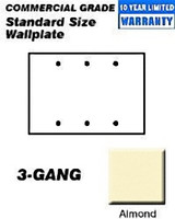 Leviton Almond Commercial 3-Gang Blank Unbreakable Wallplate Cover Box Mount 80735-A