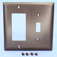 PS TrademasterBrown 2-Gang Toggle Decorator Combination Unbreakable Cover TP126