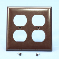 Pass & Seymour Brown Standard 2-Gang Outlet Cover Duplex Receptacle Thermoset Plastic Wallplate SP82