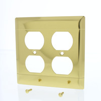 Pass & Seymour Polished BRASS 2-Gang Dual Duplex Receptacle Outlet Cover Wallplate B82-PBD