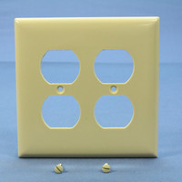Pass & Seymour Ivory Standard 2-Gang Outlet Cover Duplex Receptacle Thermoset Plastic Wallplate SP82-I
