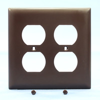 Pass and Seymour TP82 Trademaster Brown 2-Gang Outlet Cover Unbreakable Receptacle Wallplate