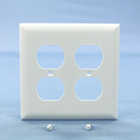 P&S TrademasterWhite 2Gang Outlet Cover UNBREAKABLE Receptacle Wallplate TP82-W