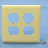 P&S TrademasterIvory 2Gang Outlet Cover UNBREAKABLE Receptacle Wallplate TP82-I