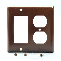 Pass and Seymour Brown Standard Size 2-Gang Decorator Duplex Outlet Thermoset Plastic Wallplate Cover SP826