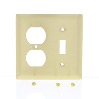 Pass & Seymour Brushed Solid Brass 2-Gang Toggle Switch Cover Outlet Wallplate SB18-CC