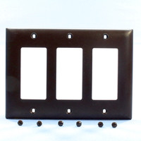 P&S Brown Trademaster 3-Gang Decorator Unbreakable Nylon Wallplate Cover TP263
