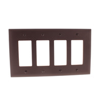 P&S Brown TrademasterJumbo 4-Gang Decorator Nylon Unbreakable Wallplate TPJ264