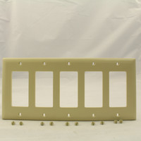 P&S Ivory Trademaster 5-Gang Decorator Unbreakable Nylon Wallplate Cover TP265-I