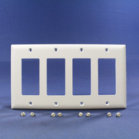 P&S White Trademaster4-Gang Decorator Unbreakable Nylon Wallplate Cover TP264-W