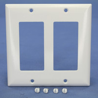 Pass and Seymour White Standard Size 2-Gang Decorator Thermoset Wallplate Plastic Cover SP262-W