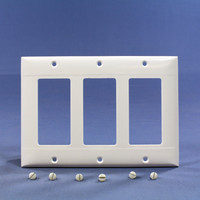Pass and Seymour White Standard Size 3-Gang Decorator Thermoset Wallplate Cover SP263-W