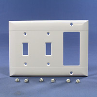 Pass and Seymour White Standard Size 3-Gang Decorator Toggle Switch Combination Thermoset Wallplate Cover SP226-W