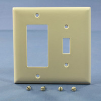 Pass and Seymour Junior-Jumbo Light Almond 2-Gang Decorator Toggle Switch Thermoset Plastic Wallplate SPJ126-LA