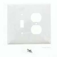 Pass and Seymour White Oversize 2-Gang Switch Duplex Receptacle Outlet Wallplate Cover Large SPO18-W