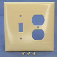 Pass and Seymour LINED Ivory Oversize 2-Gang Switch Duplex Receptacle Outlet Wallplate Cover Large SPO18-I