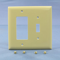 Pass and Seymour TrademasterJumbo Ivory 2-Gang Decorator GFCI Toggle Switch Thermoplastic Wallplate TPJ126-I