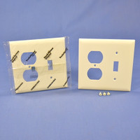 2 P&S Lt Almond 2-Gang UNBREAKABLE Switch Plate Outlet Cover Wallplates TP18-LA