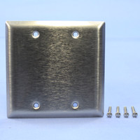 Pass and Seymour 2-Gang Type 430 Magnetic Stainless Steel BLANK Wallplate Cover Box Mounted SL23