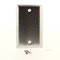 Pass and Seymour Smooth Brushed Stainless Steel Blank Single Gang Standard Wallplate Cover 2.75"W 4.5"H SL13
