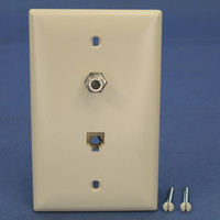 Pass & Seymour TrademasterLight Almond 1-Gang Phone Cable CATV Video Jack Wallplate Telephone Coax Cover TPTELTV-LA