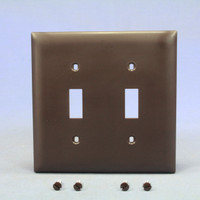 P&S TrademasterBrown 2-Gang Toggle Switch Nylon UNBREAKABLE Wallplate Cover TP2