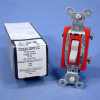 New Pass & Seymour Gray COMMERCIAL Toggle Light Switch 3-Way 20A CS320-GRY Boxed